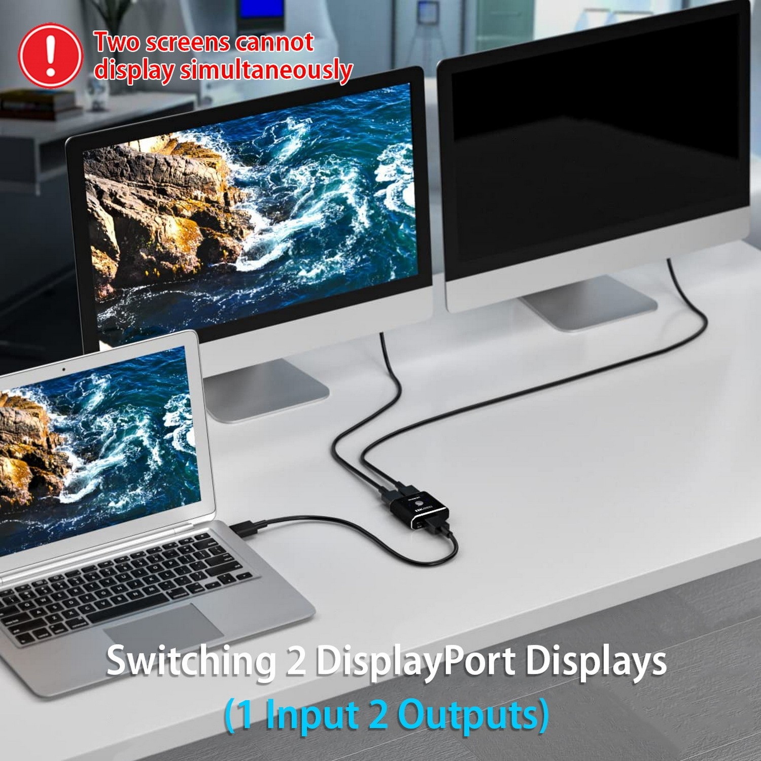 A large marketing image providing additional information about the product Simplecom CM202 Bi-Directional 2 Way DisplayPort 1.4 8K Switch Selector - Additional alt info not provided